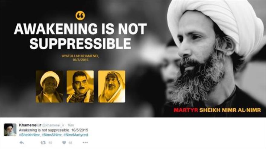 Mensaje del Líder de la Revolución Islámica de Irán, el ayatolá Seyed Ali Jamenei, sobre la ejecución del opositor clérigo chií Nimr Baqer al-Nimr por Arabia Saudí, 2 de enero de 2016.