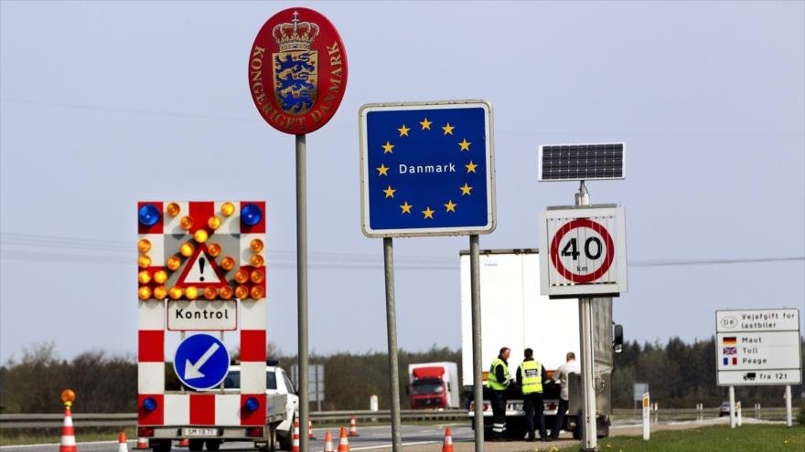 Puesto de control en la frontera de Dinamarca con Alemania.