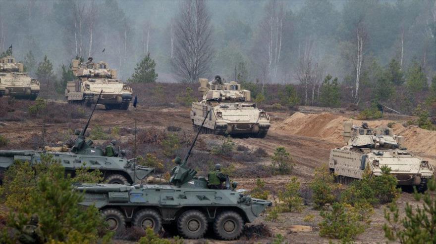 Tanques del Ejército de Lituania durante un ejercicio militar conjunto con las fuerzas de la OTAN.