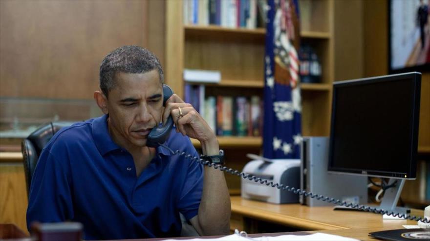 El presidente estadounidense, Barack Obama, durante una conversación telefónica.