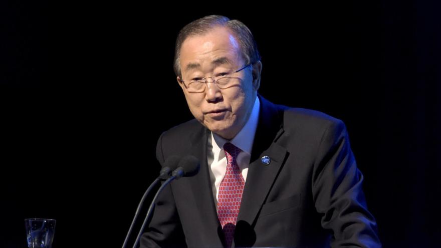 El secretario general de la Organización de las Naciones Unidas (ONU), Ban Ki-moon, ofrece un discurso durante la celebración del aniversario de la adhesión de Finlandia a la ONU en Helsinki, Finlandia, 9 de diciembre de 2015.