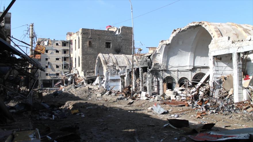 Un barrio de la ciudad oriental de Deir al-Zur, devastado por los ataques terroristas.