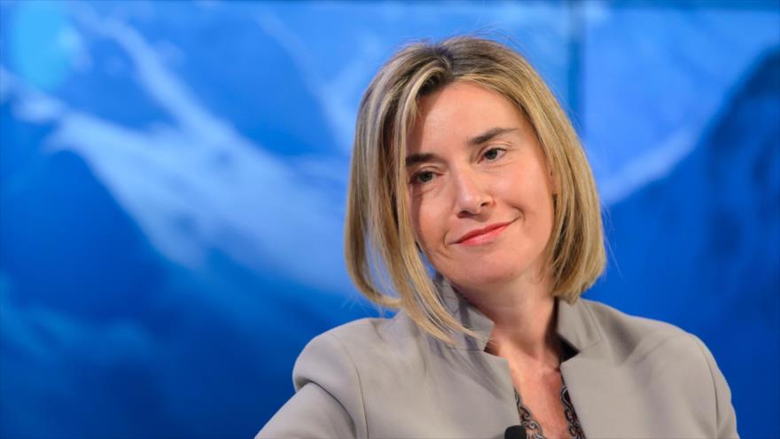 Jefa de la Diplomacia de la Unión Europea (UE), Federica Mogherini, en el Foro Económico Mundial, en la ciudad suiza de Davos. 22 de enero de 2016