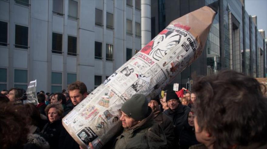 Una manifestación contra situación de libertad de prensa en Serbia.