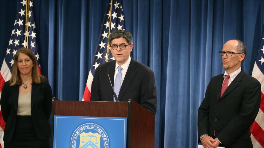 Jack Lew, secretario del Departamento del Tesoro de Estados Unidos, ofrece una reuda de prensa en Washington (EEUU), 22 de julio de 2015.