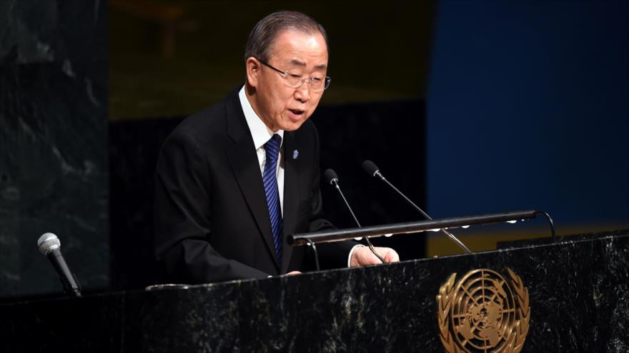 El secretario general de la Organización de las Naciones Unidas (ONU), Ban Ki-moon, ofrece un discurso en la sede de este ente, el 27 de enero de 2016.