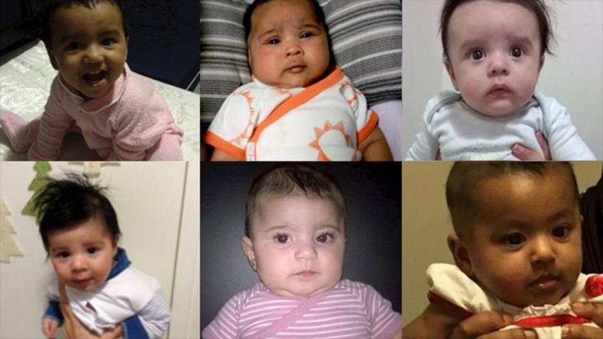 Algunos de los bebés que podrían ser deportados con sus familias a una isla del Pacífico, en fotos difundidas por el Centro Legal de Derechos Humanos de Australia.