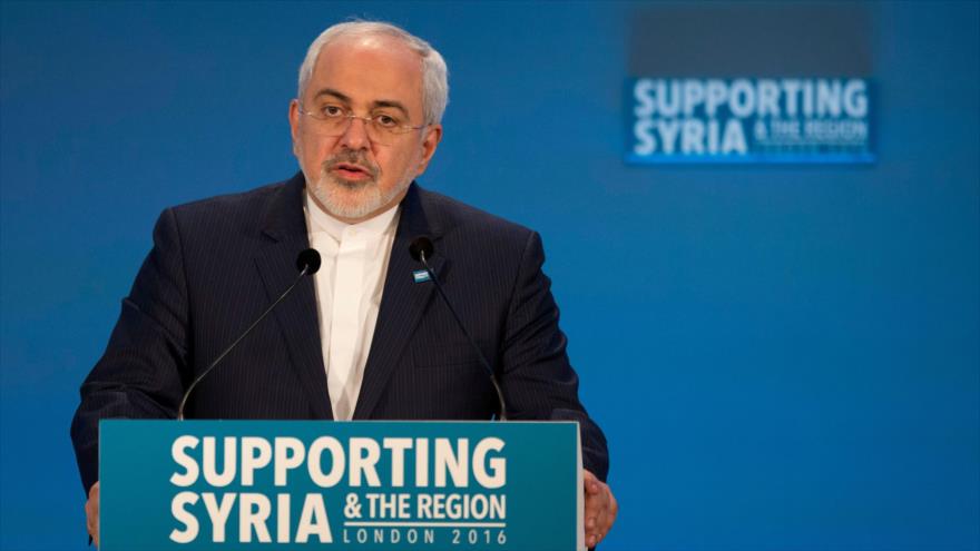 Ministro iraní de Exteriores, Mohamad Yavad Zarif, interviene en la conferencia de donantes de Siria en Londres (Reino Unido), 4 de febrero de 2016.