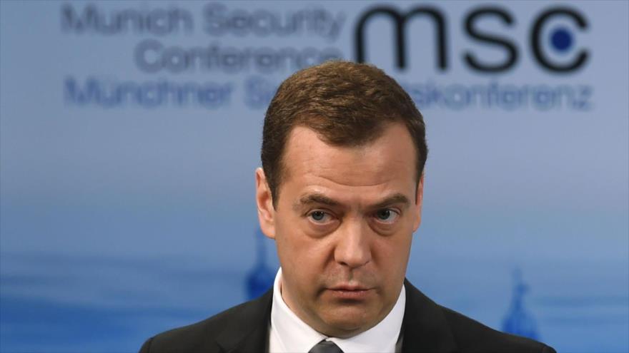 El primer ministro ruso, Dmitri Medvédev, en la 52ª Conferencia de Seguridad de Múnich, Alemania. 13 de febrero de 2016