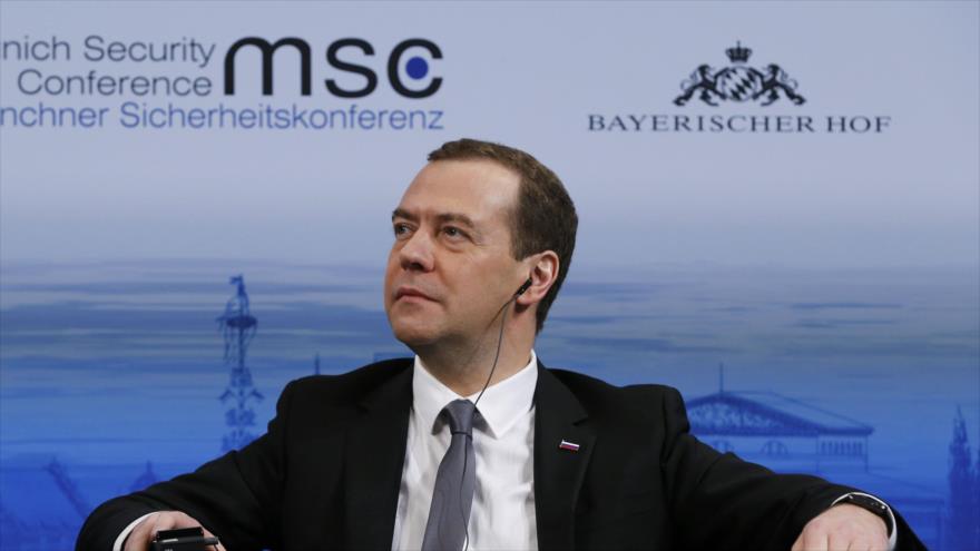 El primer ministro ruso, Dmitri Medvédev, en la 52ª Conferencia de Seguridad de Múnich, Alemania, 13 de febrero de 2016.