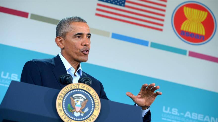 Presidente de EE.UU., Barack Obama, durante una rueda de prensa al margen de una cumbre con la Asociación de Naciones del Sudeste Asiático (ASEAN, por sus siglas en inglés) celebrado en el estado de California (sur de EE.UU.), 16 de febrero de 2016.