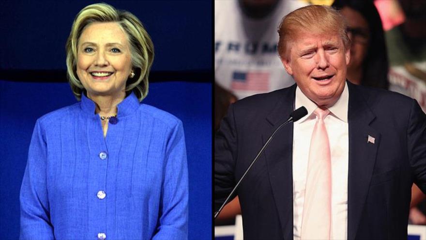 La precandidata demócrata a la presidencia de EE.UU., Hillary Clinton (izqda) y el precandidato republicano Donald Trump.