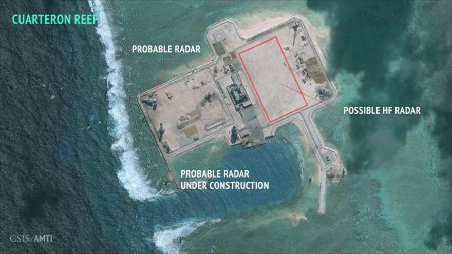 Las imágenes satelitales tomadas por ImageSat muestran las isletas artificiales de las Spratly en el archipiélago en disputa en las aguas del mar de la China Meridional. 24 de febrero de 2016