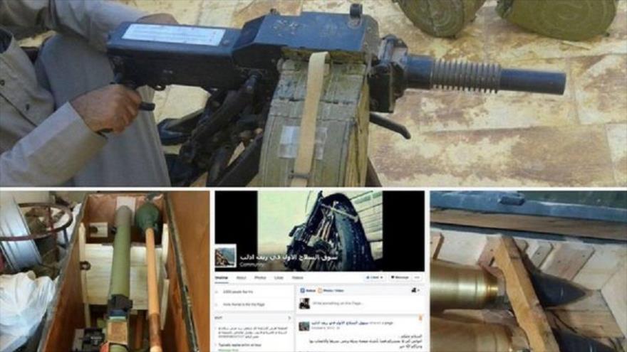 Capturas de pantalla de las armas en venta y la página creada por los rebeldes sirios para vender sus armas.