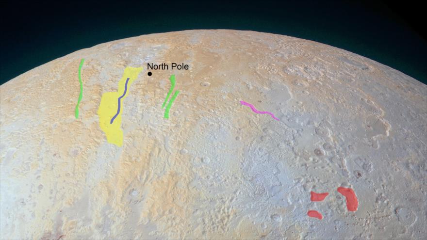 Una imagen del polo norte de Plutón, captada por la nave New Horizons de la NASA.