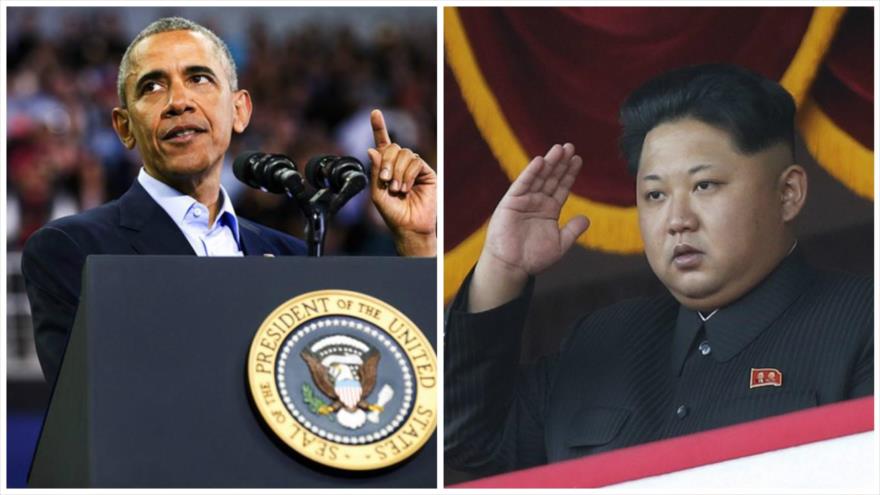 El líder de Corea del Norte, Kim Jong-un (derecha), y el presidente de EE.UU., Barack Obama.