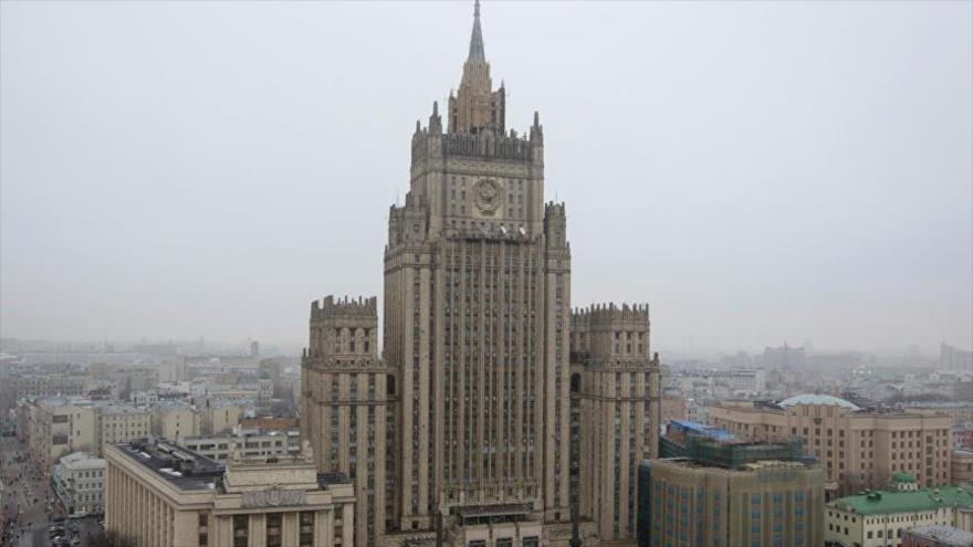 La sede del Ministerio de Relaciones Exteriores de Rusia, en Moscú, la capital.