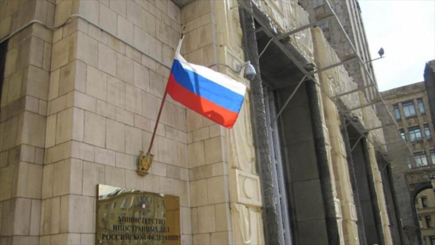 Edificio de la Cancillería rusa en Moscú, capital de Rusia.