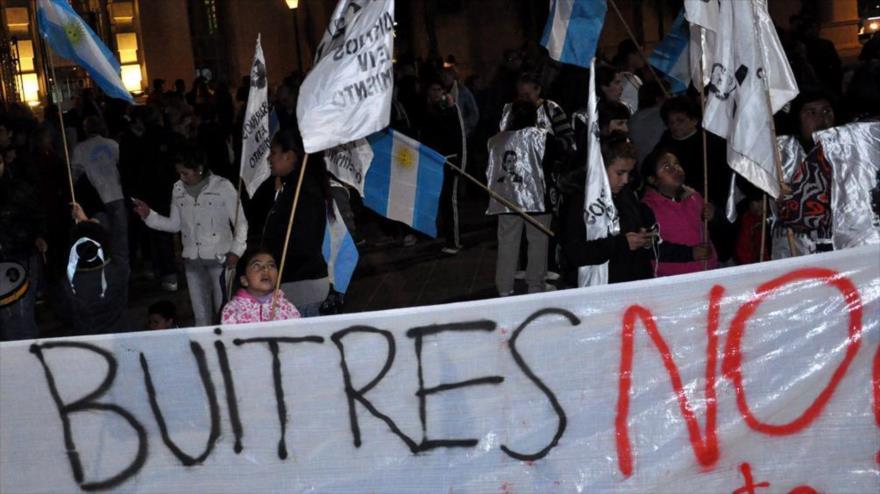 Manifestación en Argentina contra las acciones de los fondos buitre.