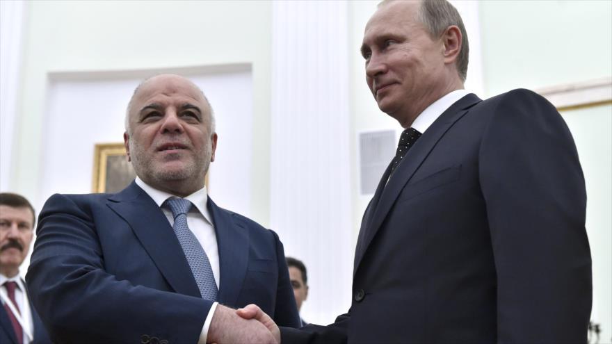 El primer ministro iraquí, Haidar al-Abadi (izqda.), y el presidente ruso, Vladimir Putin.