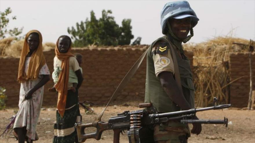 Un soldado de los cascos azules de la Organización de las Naciones Unidas (ONU) en la República Centroafricana.