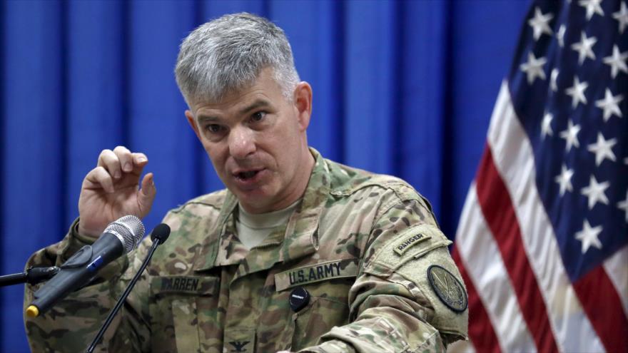 El coronel Steven Warren, portavoz de las operaciones en Irak de la llamada coalición anti-EIIL (Daesh), liderada por EE.UU.