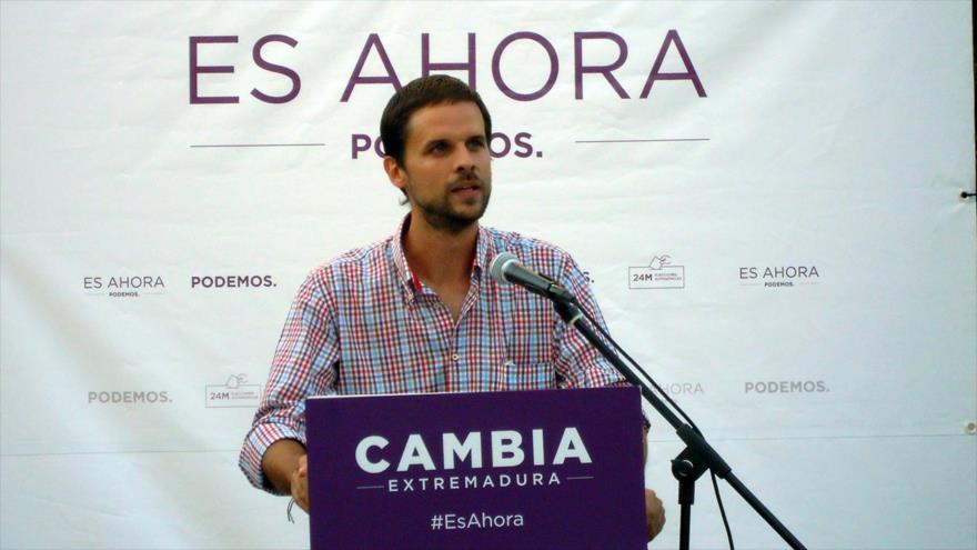 Álvaro Jaén, líder de Podemos en Extremadura, en el noroeste de España.