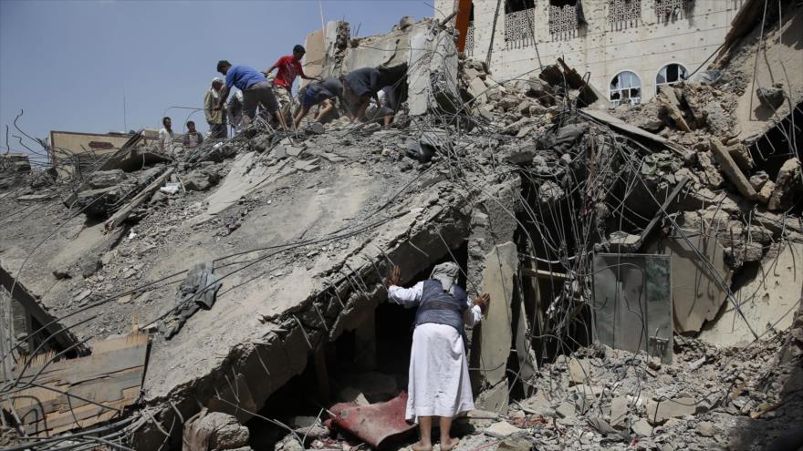 Un edificio destruido en Yemen.