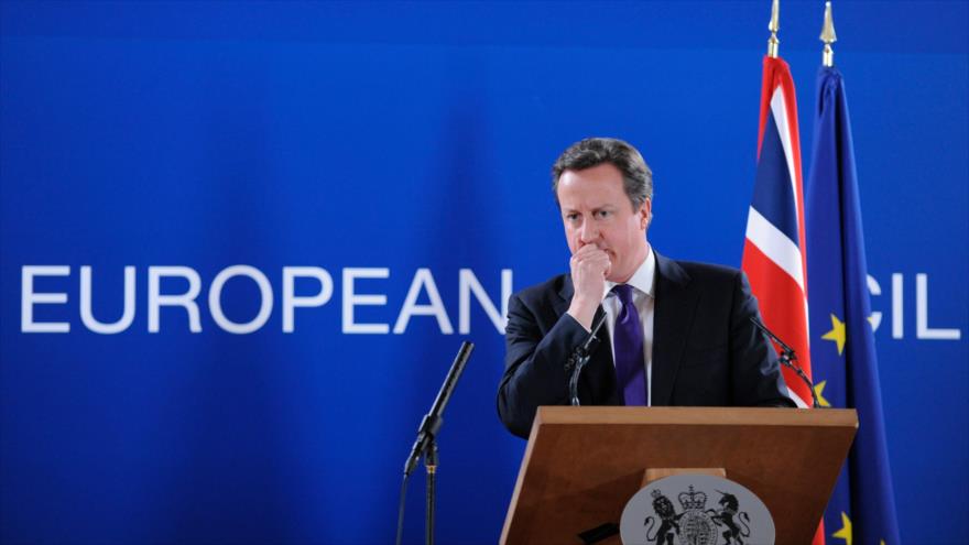 El primer ministro británico, David Cameron, durante una conferencia de prensa en Bruselas, Bélgica, después de una cumbre de dos días de los líderes de la Unión Europea. 