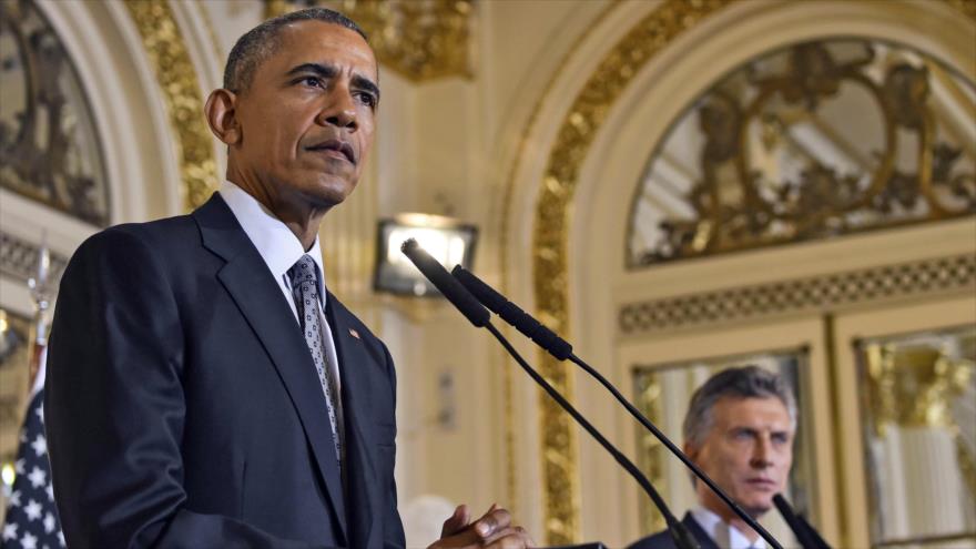 El presidente de Estados Unidos, Barack Obama (izda.), junto a su homólogo argentino, Mauricio Macri, 23 de marzo de 2016.