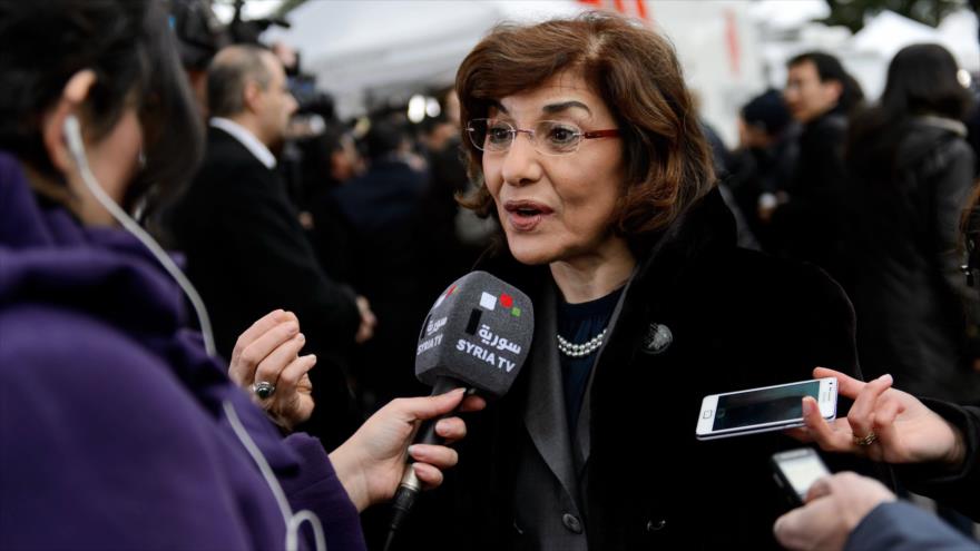 Bouthaina Shaaban, asesora política y de medios de comunicación del presidente sirio, Bashar al-Asad.