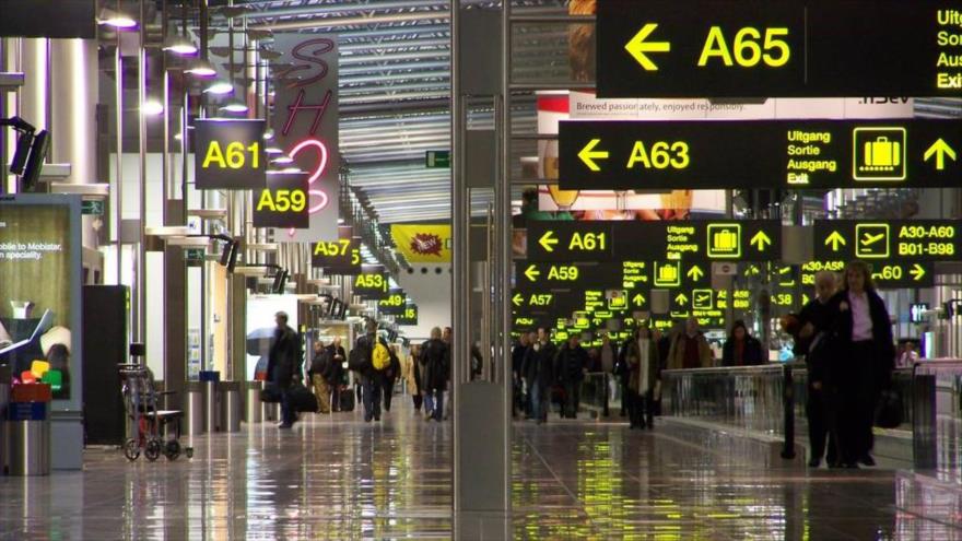 El aeropuerto de Bruselas, la capital de Bélgica.