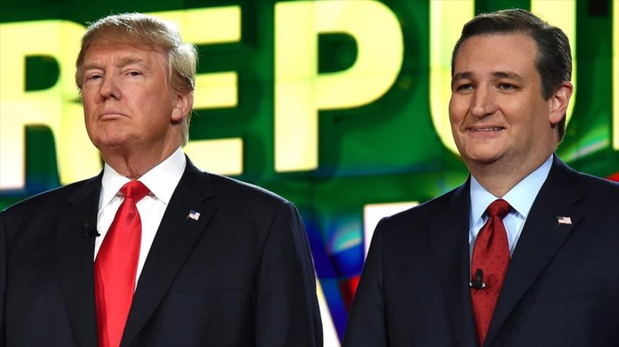 Los precandidatos republicanos a la presidencia de EE.UU. Donald Trump (izq.) y Ted Curz (dcha.).