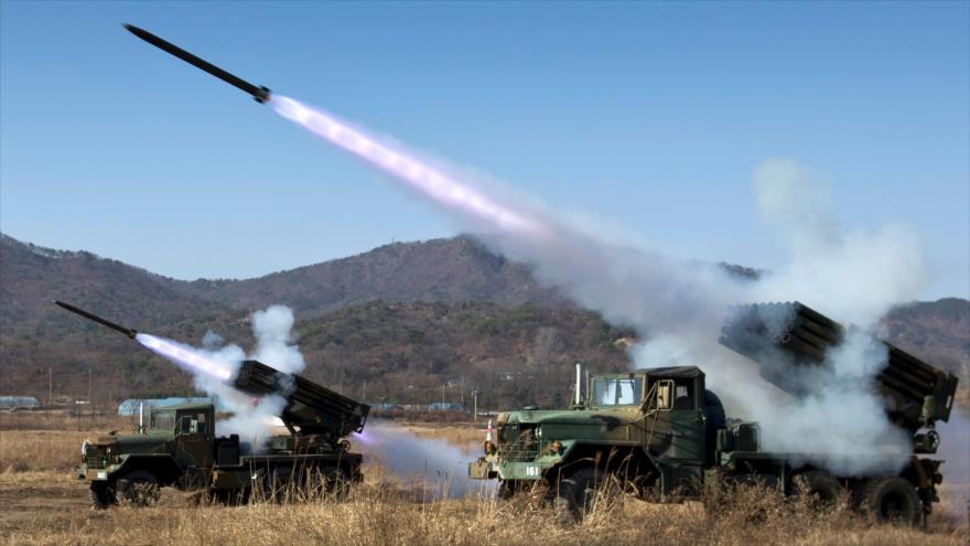 Ejercicio de la artilleria surcoreana.
