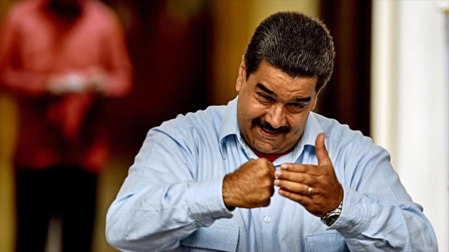 El presidente venezolano, Nicolás Maduro, durante la marcha contra la Ley de Amnistía, 7 de abril de 2016.