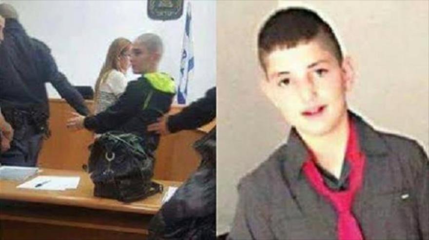 Ali Alqam, niño palestino de 11 años de edad, encarcelado en las prisiones del régimen israelí por ser un "terrorista".