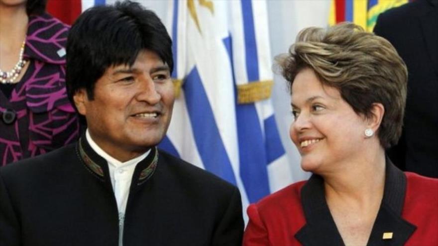El presidente boliviano, Evo Morales, y su homóloga brasileña, Dilma Rousseff.