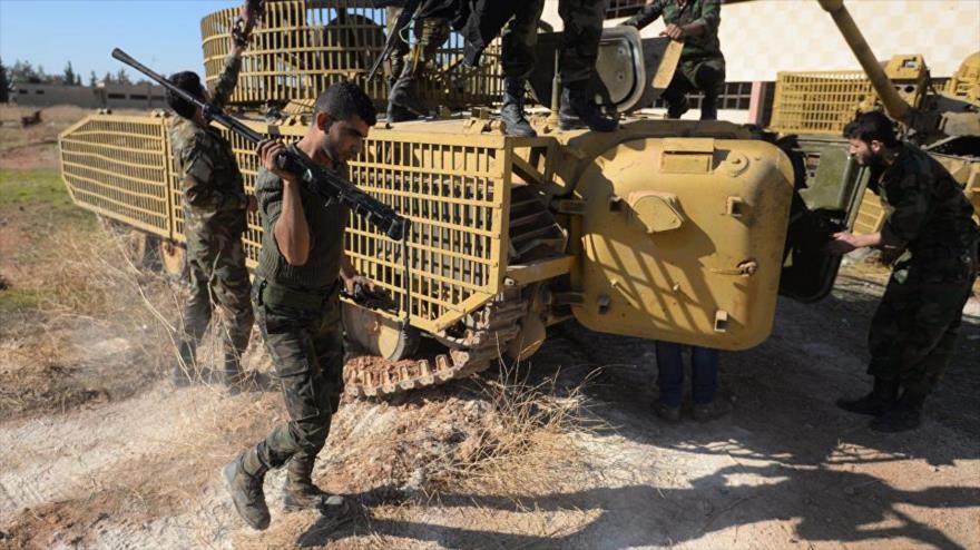 Soldados del Ejército sirio en Alepo.