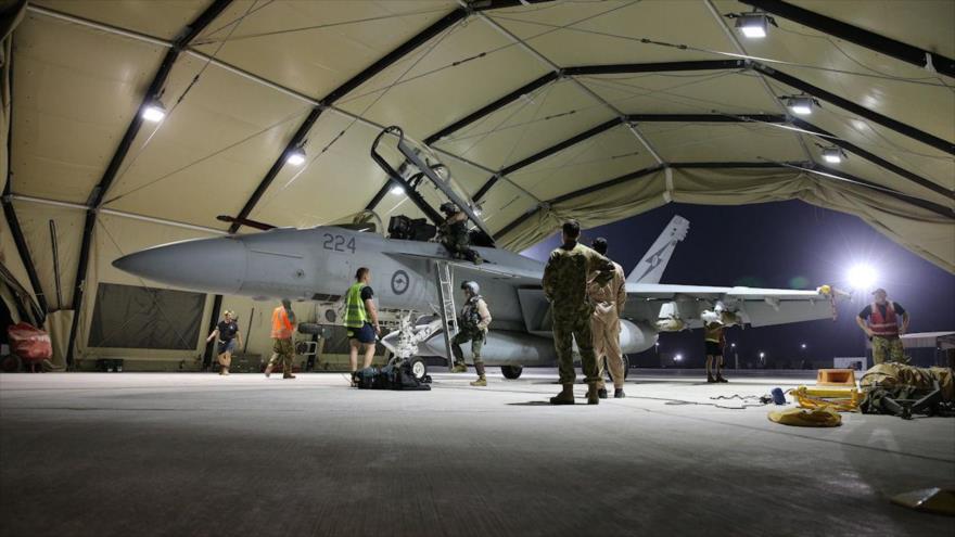 Un avión de combate de la Marina estadounidense modelo F/A-18F Super Hornet. 