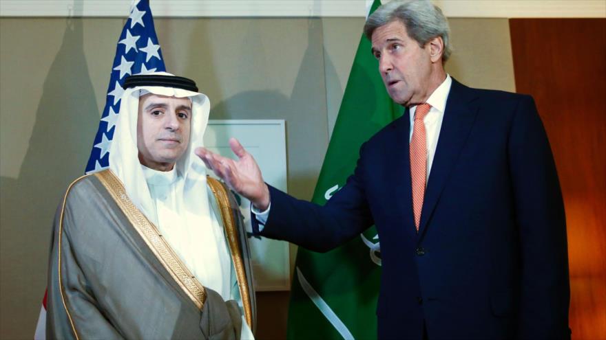 El ministro de Exteriores de Arabia Saudí, Adel al-Yubeir (izqda.), y el secretario de Estado norteamericano, John Kerry, 2 de mayo de 2016.
