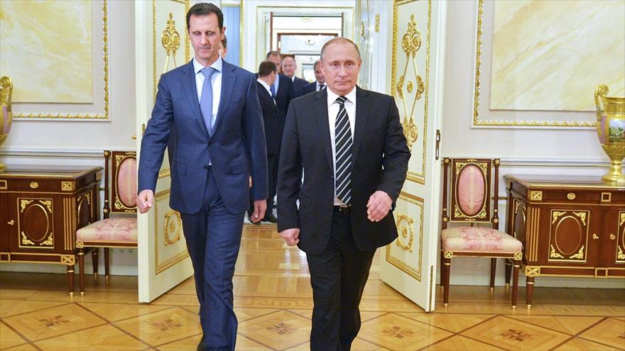 El presidente sirio, Bashar al-Asad (izda.), y su homólogo ruso, Vladímir Putin.