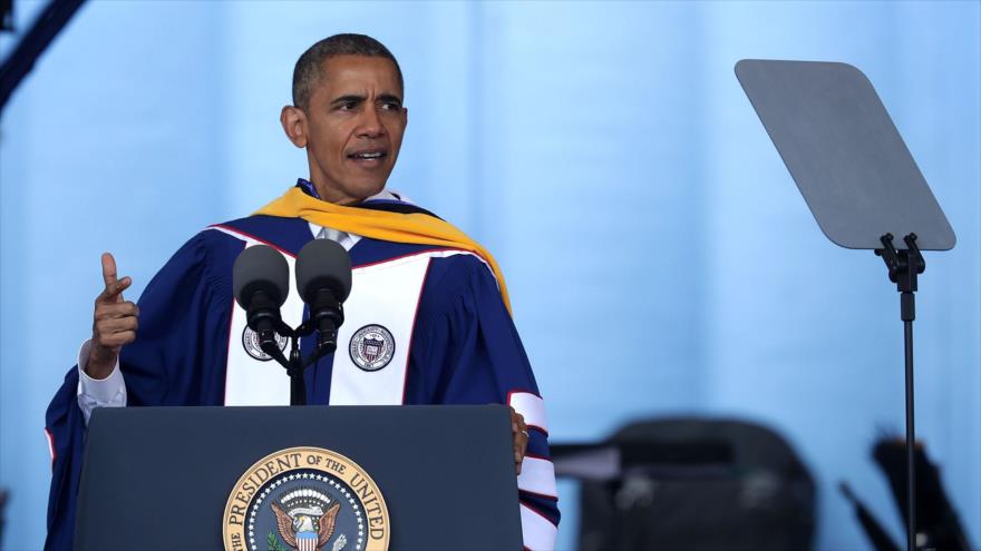 El presidente de Estados Unidos, Barack Obama, durante un discurso ante los graduados de la Universidad de Howard, en Washington (capital), 7 de mayo de 2016.