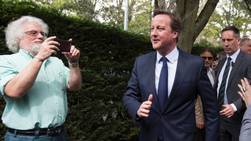 El primer ministro británico, David Cameron, tras un discurso en Peterborough (centro de Inglaterra), 6 de mayo de 2016.