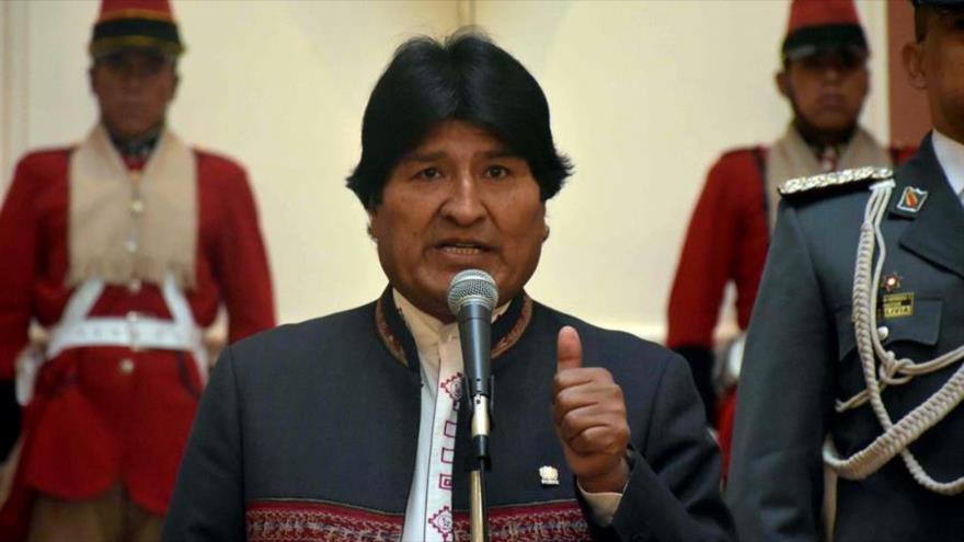 El presidente de Bolivia, Evo Morales, ofrece una rueda de prensa en el Palacio Quemado, sede presidencial, en la capital, La Paz, 9 de mayo de 2016.