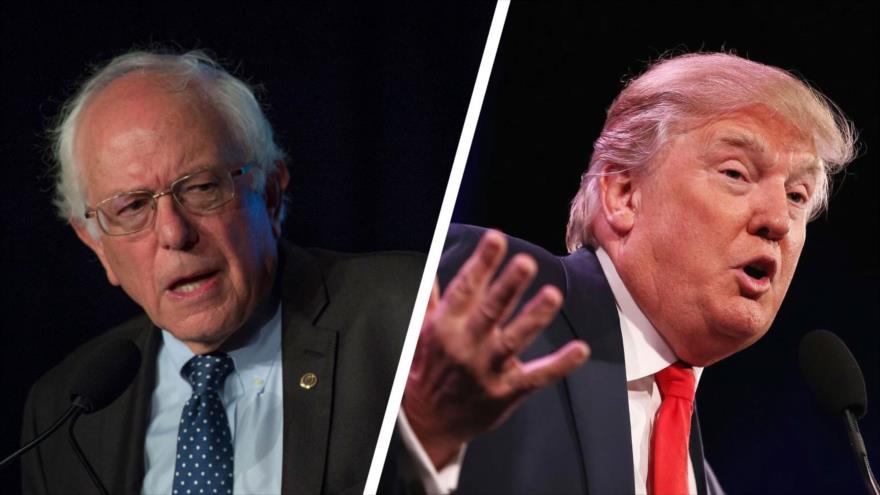 El precandidato demócrata Bernie Sanders (izquierda) y el precandidato republicano Donald Trump.