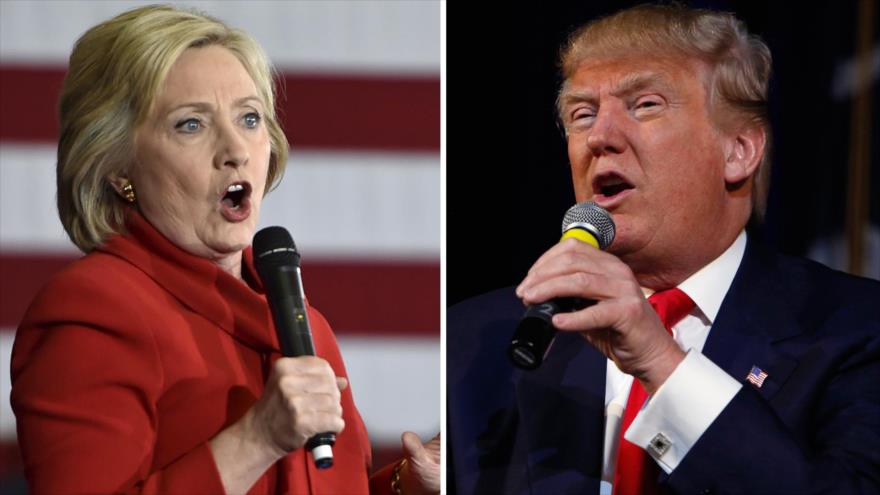 La precandidata demócrata para las presidenciales de EE.UU., Hillary Clinton (izquierda) y el precandidato republicano, el magnate Donald Trump.