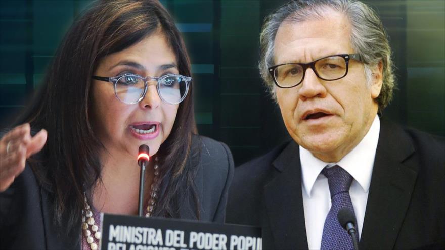 La canciller de Venezuela, Delcy Rodríguez (izda.), y el secretario general de la OEA, Luis Almagro.