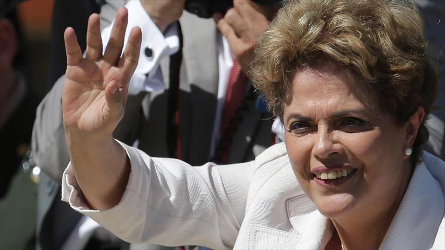 La presidenta suspendida de Brasil, Dilma Rousseff, durante el Encuentro Nacional de Blogueros y Activistas Digitales en Belo Horizonte, Brasil, 20 de mayo de 2016.