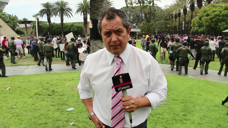 Protestan contra Donlad Trump en Anaheim, California 