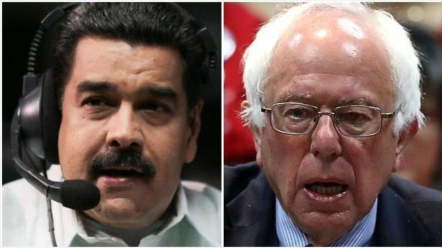 El presidente de Venezuela, Nicolás Maduro (izq.), y el precandidato demócrata, Bernie Sanders.